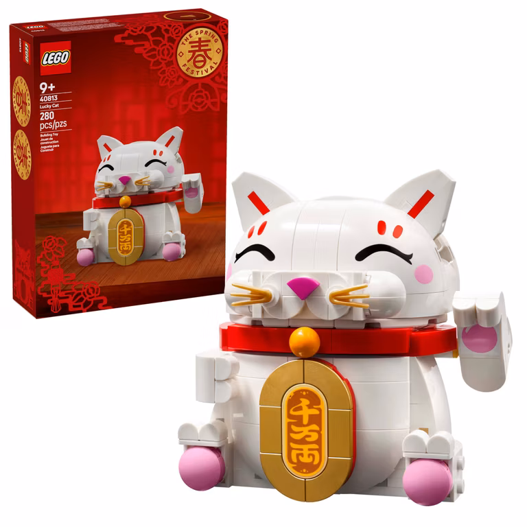 Amazon: LEGO Gato de la Buena Suerte Kit de construcción y Pieza Decorativa de la Buena Suerte con una Figura Que invita a Entrar 40813