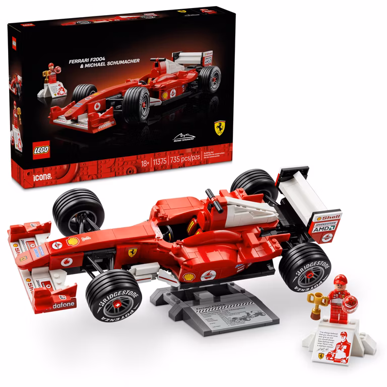 Amazon: LEGO Icons Ferrari 2004 y Michael Schumacher