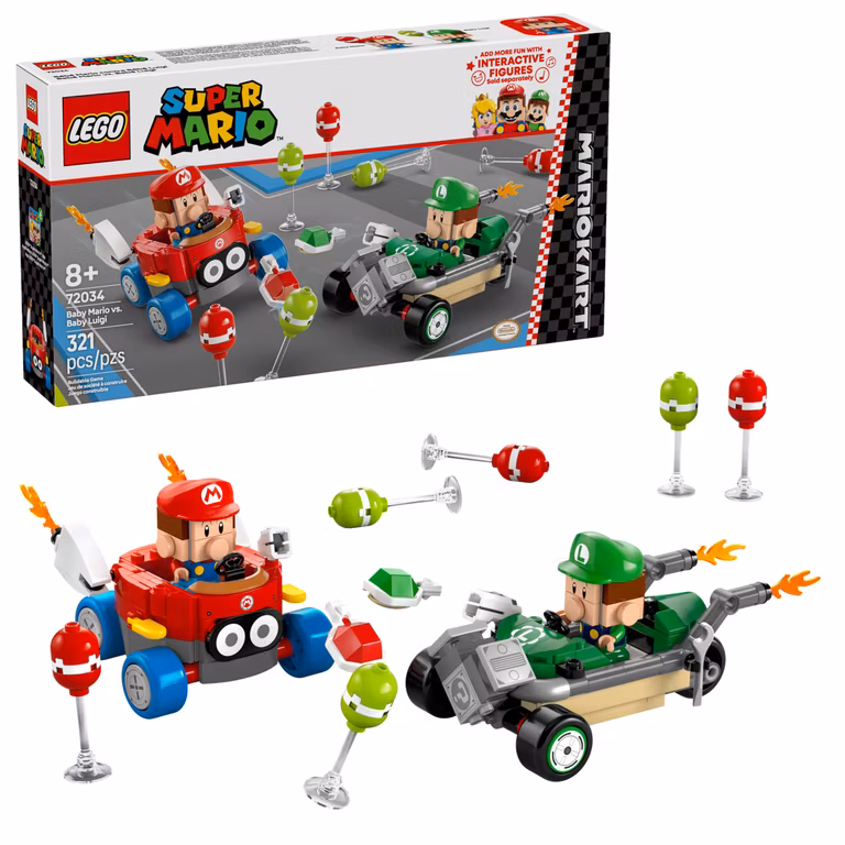 Amazon: LEGO Super Mario Kart: Bebé Mario vs. Bebé Luigi, 2 Figuras de Nintendo, 2 Autos construibles, mod72034. - Oferta Prime Day