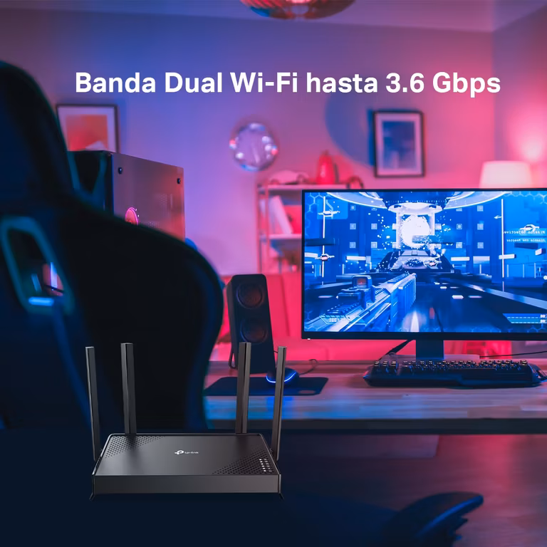 Amazon - Tp Link Archer BE220 Router WiFi 7 BE3600 Doble Banda hasta 3.6Gbps - 1 WAN + 4 LAN Gigabit - Latencia Ultrabaja - Controles parent