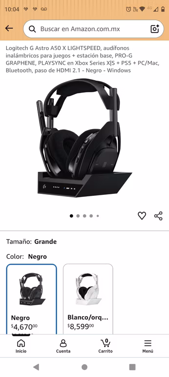 Amazon: Logitech G Astro A50 X LIGHTSPEED, audífonos inalámbricos para juegos + estación base, PRO-G GRAPHENE, PLAYSYNC en Xbox Series, ps5