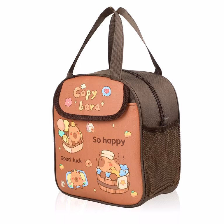 Amazon: Lonchera Portátil Aislante Térmica, Dos Pisos, Bolsa Hielera Impermeable con Asas, Diseño de Capybara para Niños