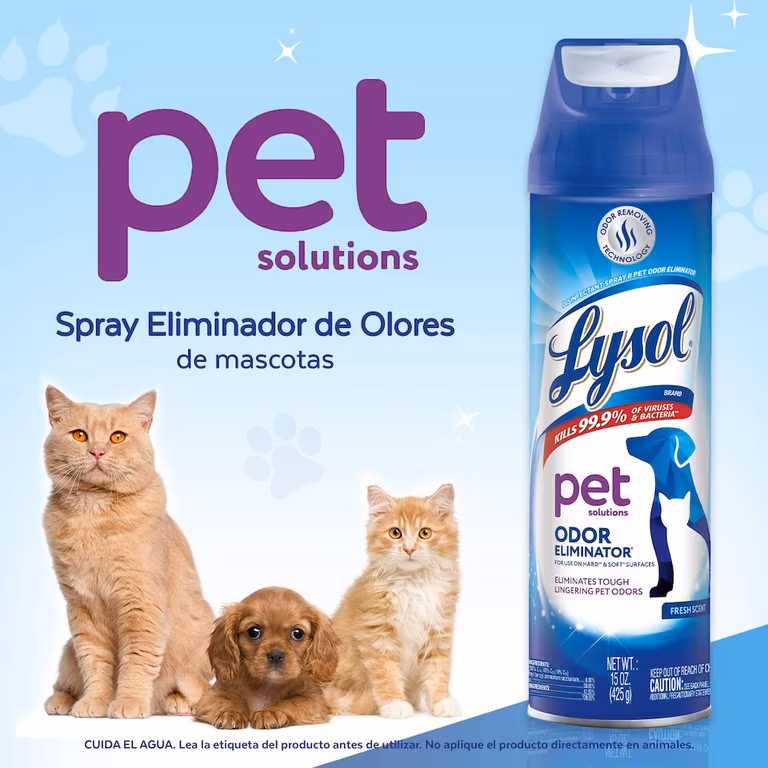 AMAZON: Lysol Pet Solutions Spray Desinfectante Antibacterial para Superficies y eliminador de olores 425 g (Planea y Ahorra)
