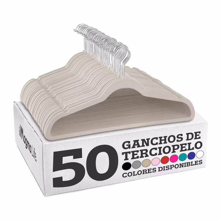 Amazon: MAGMALIFE 50 Ganchos para Ropa de Terciopelo, Gancho Plateado Giratorio de 360 Grados