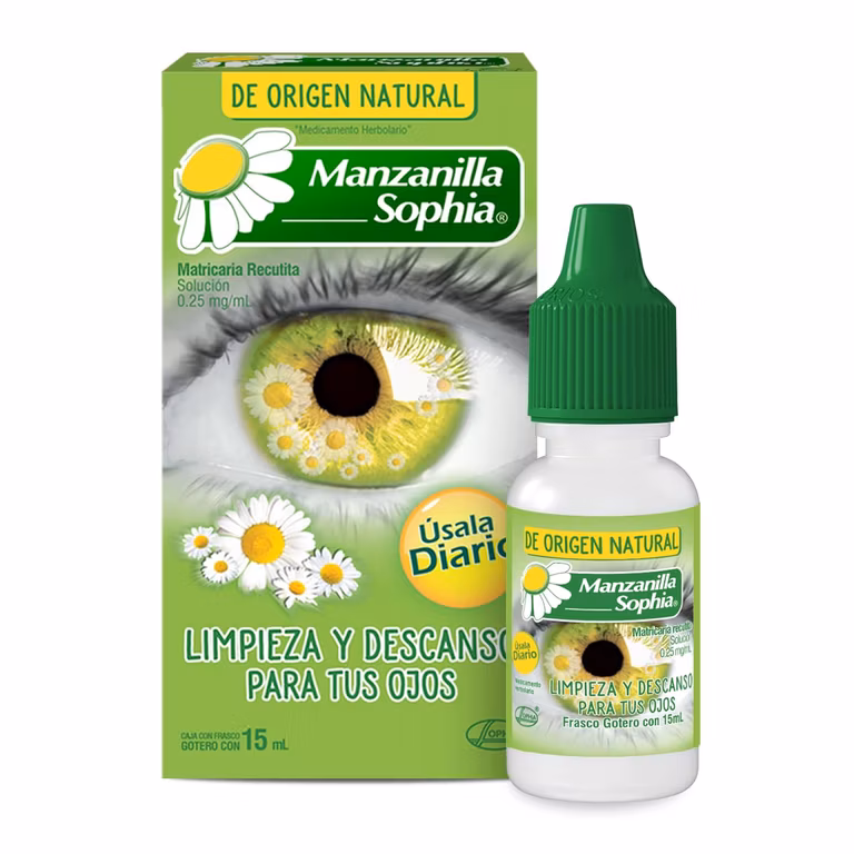 AMAZON: Manzanilla Sophia gotas 15 ml, limpieza y descanso de origen natural para los ojos.