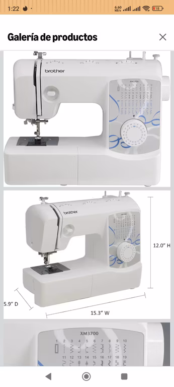 Amazon: Máquina de coser Brother XM3700 con 37 puntadas integradas