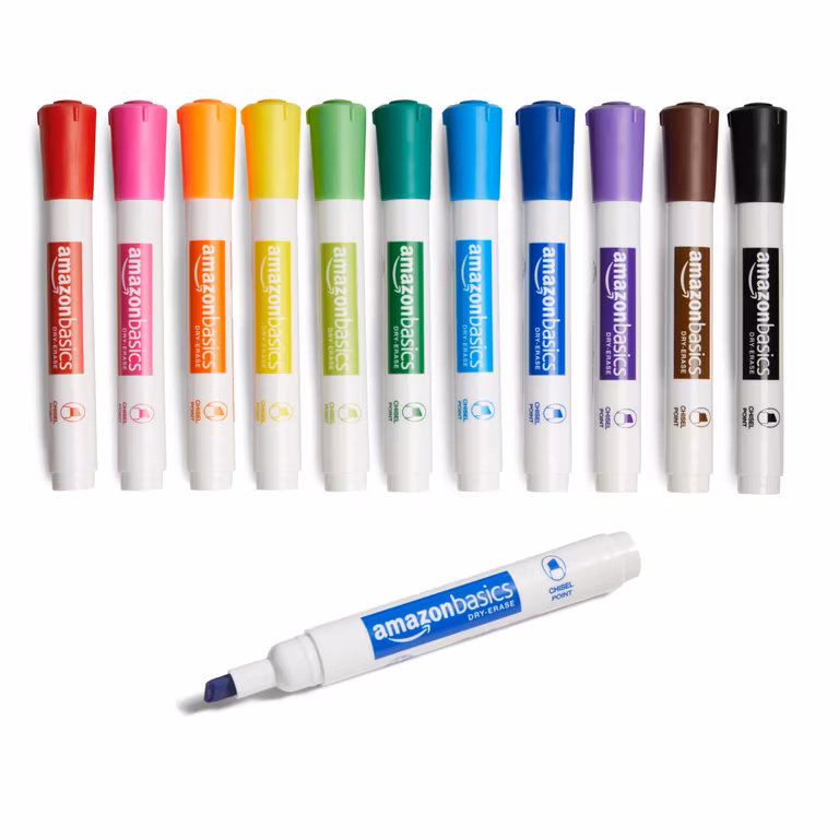 Amazon: 12 Marcadores para pizarrón blanco marca Amazon Basics a 140