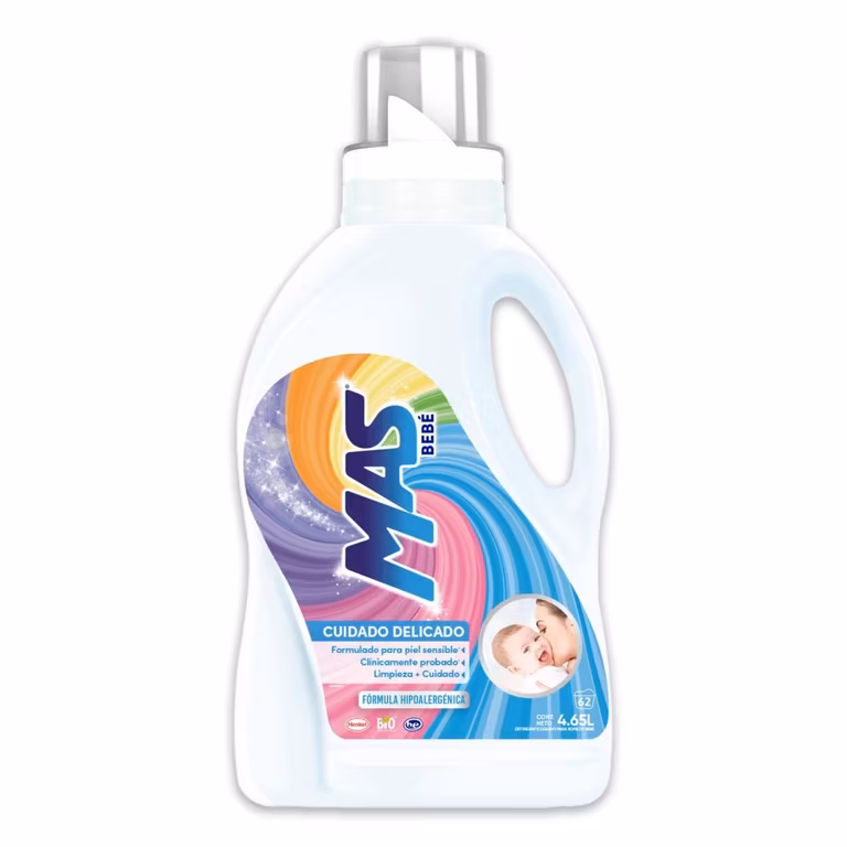 AMAZON: Más Bebé Detergente Líquido Piel Sensible 4.65L (Planea y Ahorra +Cupón del vendedor)