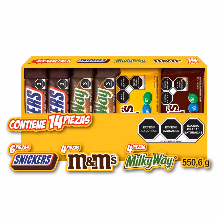 AMAZON: Mix Snickers Milky Way y M&M's Surtido 14 Piezas 550.6 g