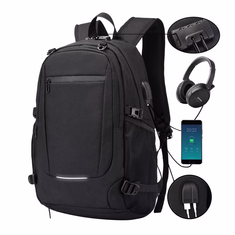 Amazon: Mochila antirrobo, Unisex Mochila impermeable con puerto de carga USB Interfaz para auriculares y bloqueo con contraseña