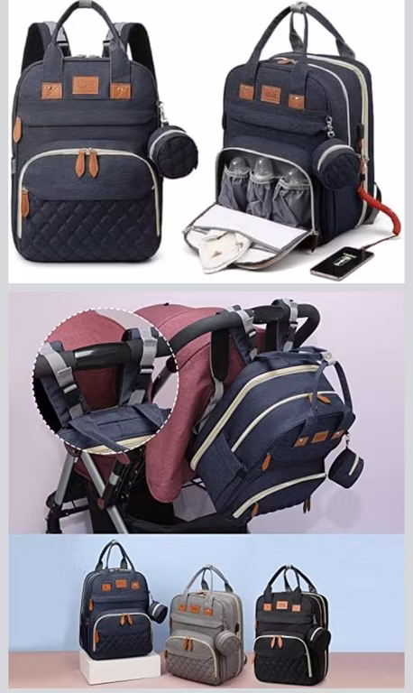 Amazon- Mochila Multifuncional,Pañalera Impermeable de Gran Capacidad, Bolsa Plegable Portátil con Estuche para Chupete, Pañaleras de Viaje