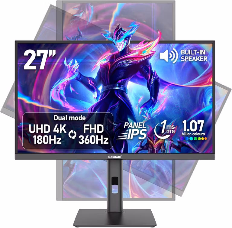 AMAZON: Monitor Gawfolk 27" DUAL MODE 4K 180HZ / FHD 360 HD
