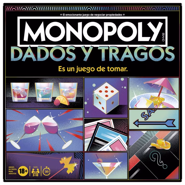 Amazon: Monopoly Tragos y Dados Juego de Mesa para Mayores