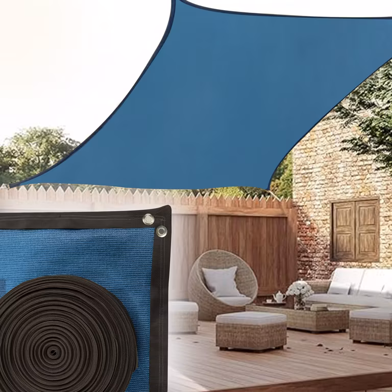 Amazon: MPQ Malla Sombra (4x3m) Azul Cinta Refuerzo y Ojillo Protección UV, Para Jardín, Exteriores, Resistente al Sol y al Desgaste