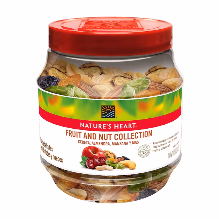AMAZON: Nature's Heart Fruit and Nut Collection, Mezcla de Frutas Deshidratadas, Cereza, y Manzana, y Nueces, Bote de 450 gramos