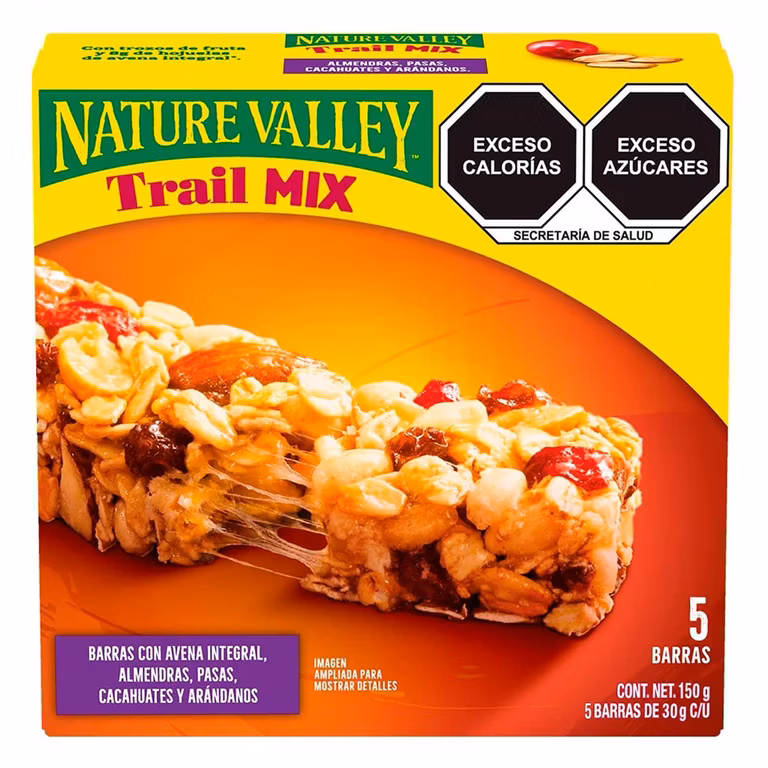 AMAZON:Nature Valley Barras de Granola Trail Mix con Avena Integral, Pasas y Arándanos - 5 Piezas