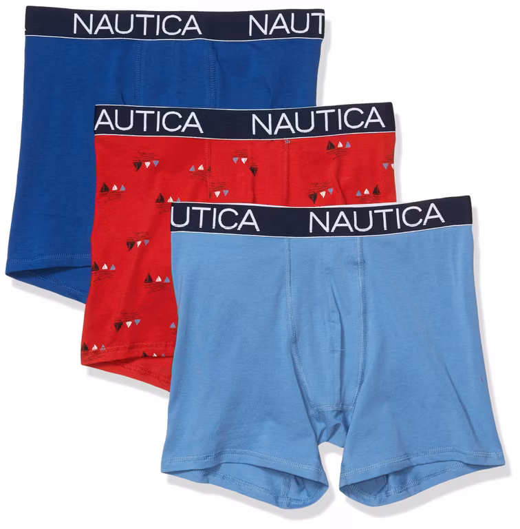AMAZON: Nautica Paquete de 3 Calzoncillos clásicos de algodón elástico Ropa Interior de Hombres (Talla Ch, Otros modelos y Tallas)