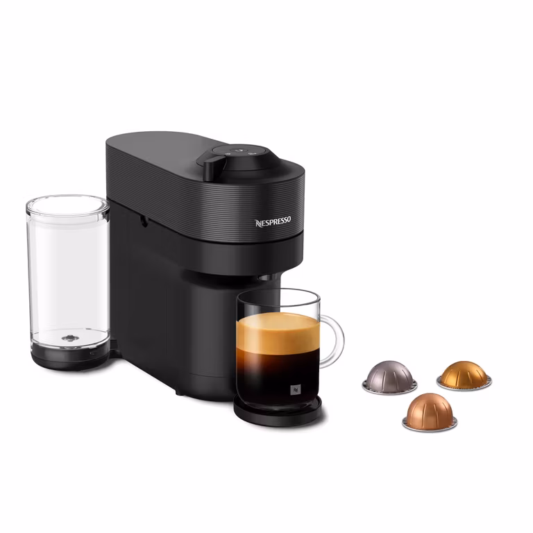 Amazon: Nespresso Cafetera Vertuo Pop Negra con 12 Cápsulas