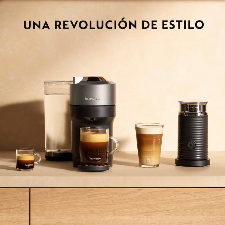 Amazon: Nespresso Cafetera Vertuo Pop Titán con 12 Cápsulas