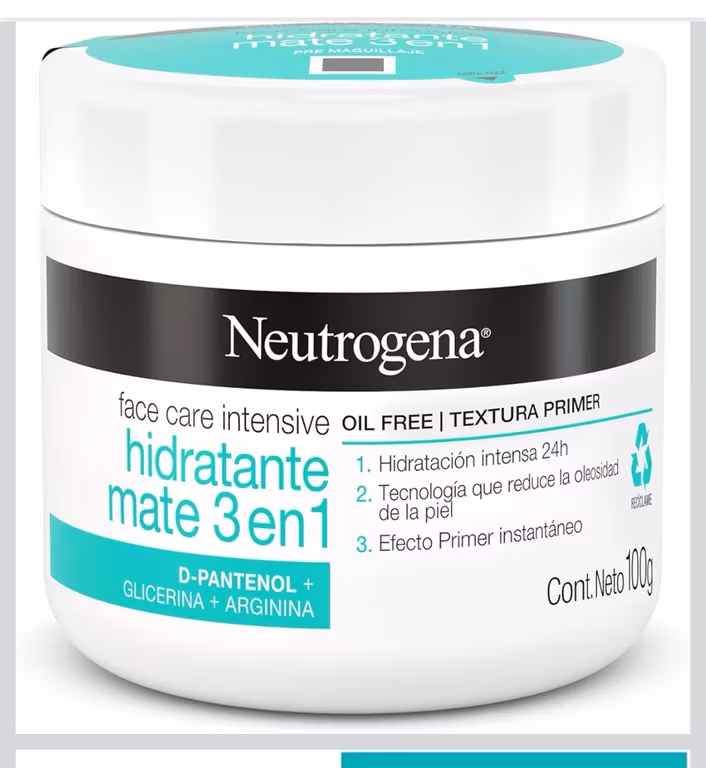 Amazon: Neutrogena Face Care Intensive Crema Hidratante Facial Mate 3 en 1 D Pantenol 100g