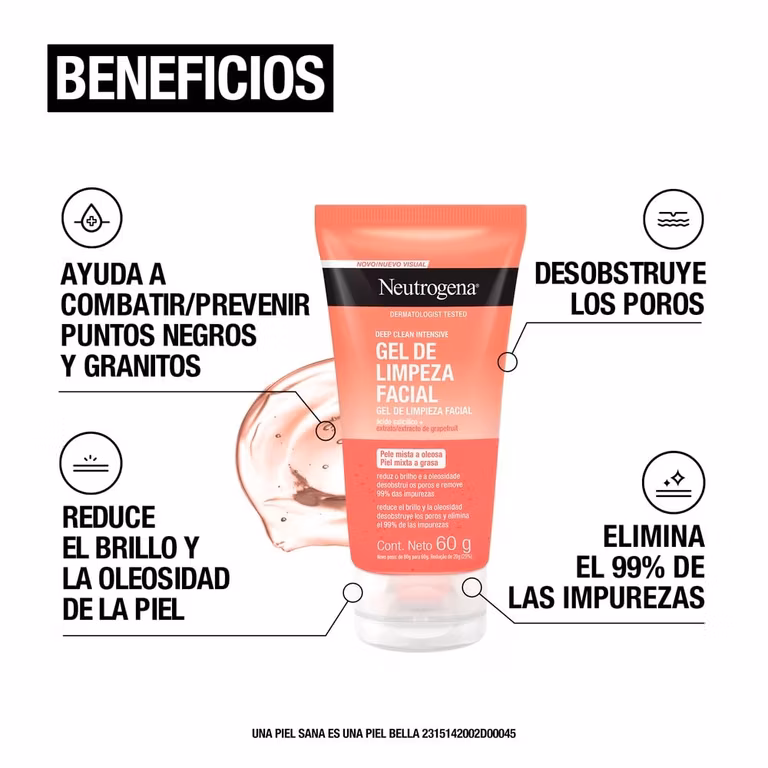 Amazon: Neutrogena Gel Limpiador Facial Deep Clean Intensive Toronja Ácido Salicílico 60 ml