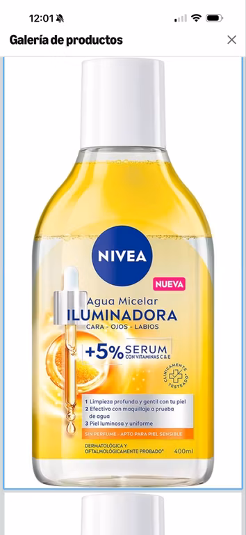 Amazon: NIVEA Agua Micelar Iluminadora Infusionada con Serum 400ml