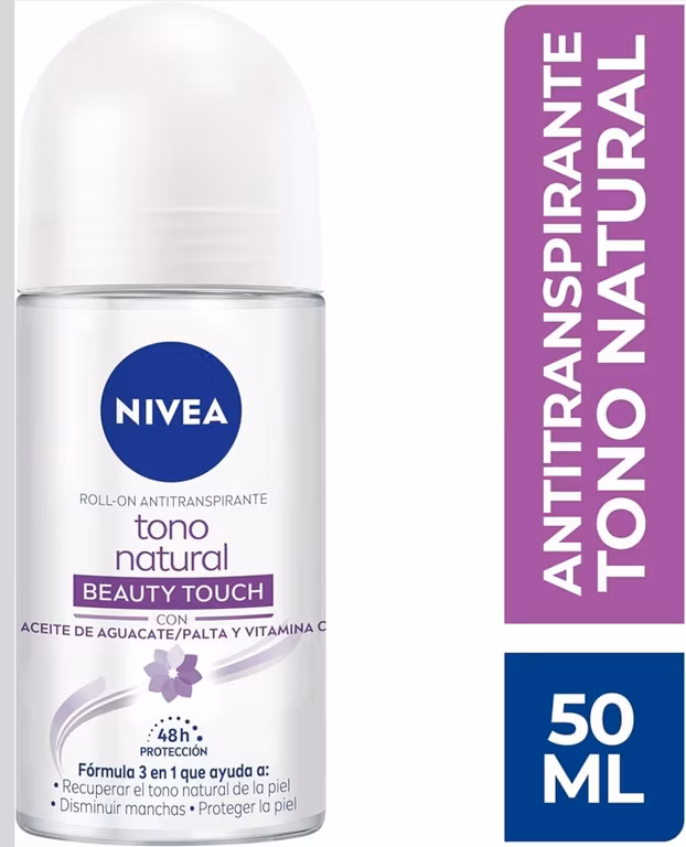 Amazon: NIVEA Desodorante Aclarante para Mujer Tono Natural Beauty Touch (50 ml), 72hrs Protección Antitranspirante | Planea y Ahorra