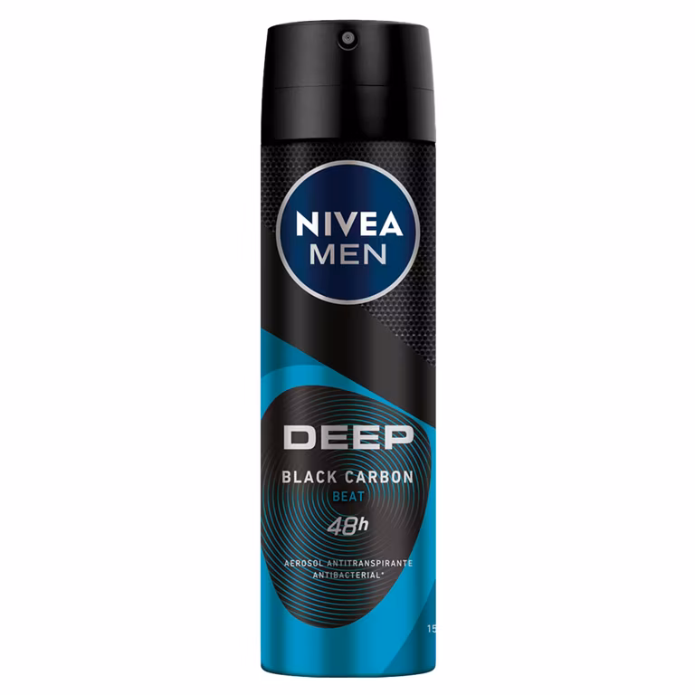 Amazon: NIVEA MEN Desodorante Antibacterial, Deep Beat Black Carbon (150 ml) 48 horas Protección Antitranspirante para hombre en Spray