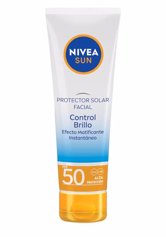 Amazon: NIVEA SUN Protector Solar Facial Control Brillo Con Efecto Matificante Instantáneo y Protección Muy Alta De FPS50+ 50ml