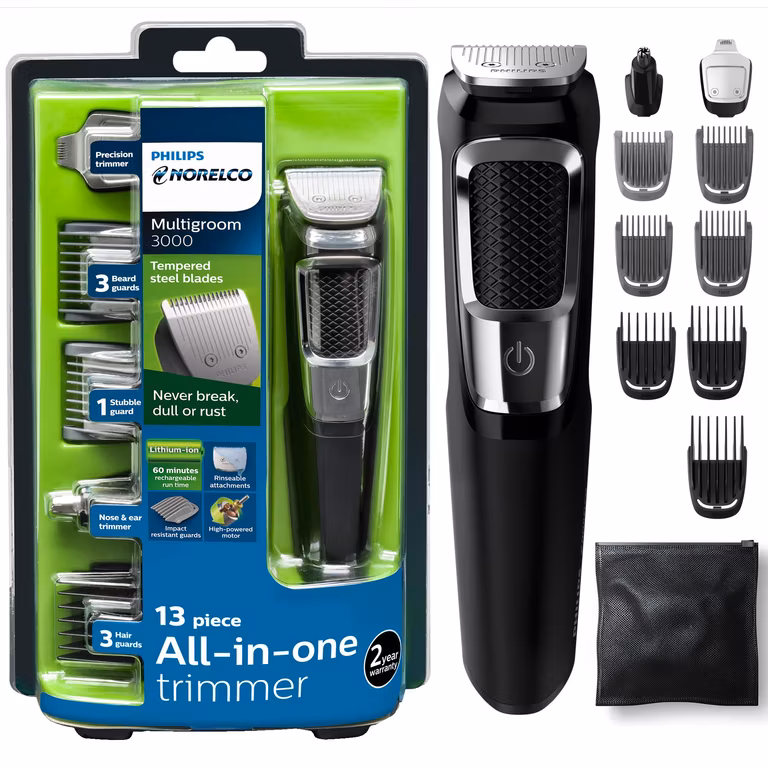 Amazon: Norelco Philips Norelco - Recortadora todo en uno, kit de cuidado personal para hombre, 13 piezas, MG3750/60 serie 3000