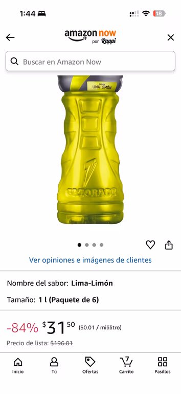Amazon Now: Gatorade Lima 1L PACK 6