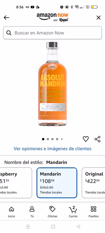 Amazon Now Vodka Absolut Mandarin $108 (Zona Corregidora, Querétaro)
