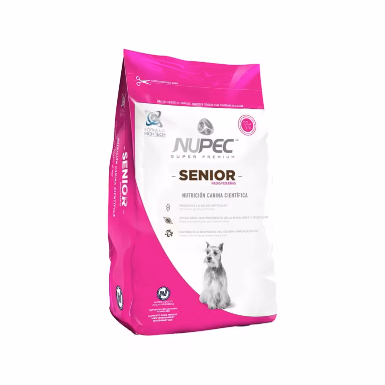 Amazon: Nupec senior raza pequeña de 8 kilos! con descuento y planea y ahorra en $902; con cupones Nu $713 C/U
