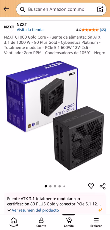 Amazon: NZXT C1000 Gold Core - Precio mas bajo Historico