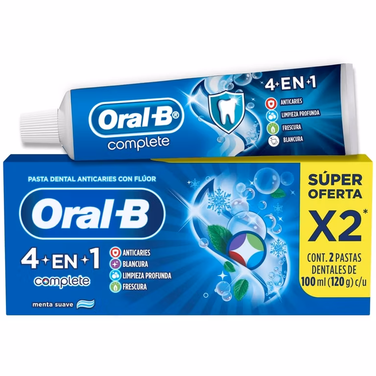 AMAZON: Oral-B Pasta Dental Complete 4 En 1: Anticaries, Blancura, Limpieza Y Frescura, 2 Unidades De 100 ml (Planea y Ahorra)