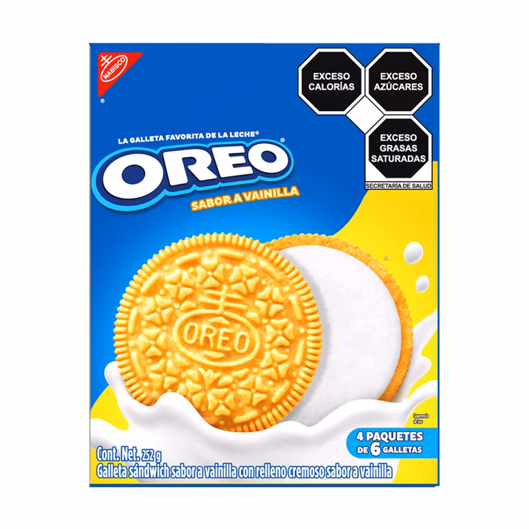 Amazon: Oreo Galletas Sabor Vainilla con Relleno Sabor Vainilla, Caja con 4 Paquetes de 6 Galletas