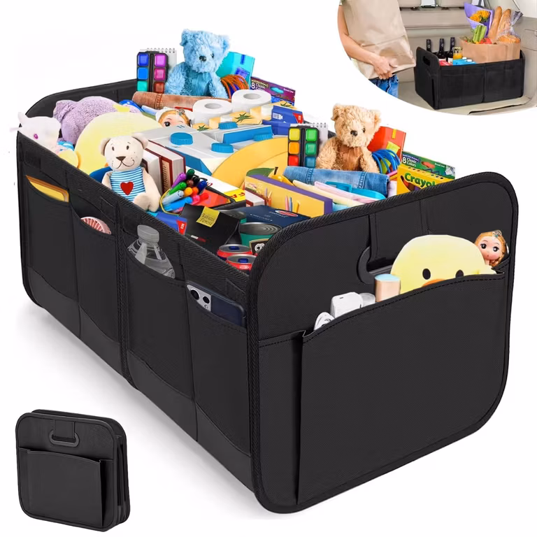 AMAZON: Organizador de cajuela, Base Antideslizante, adecuado para cualquier coche. (negro)