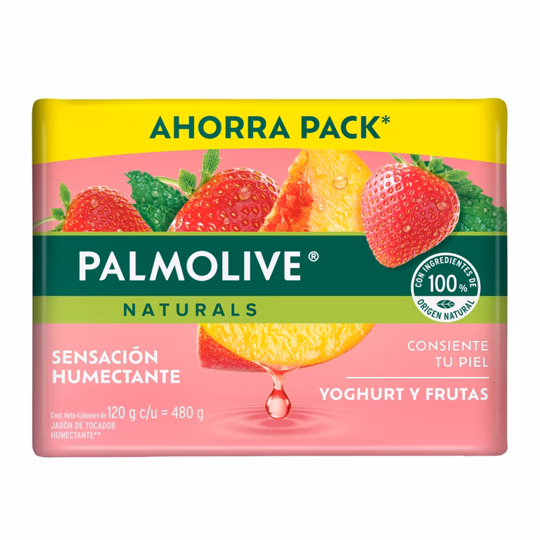 Amazon: Palmolive Jabón de Baño Naturals Yoghurt y Frutas en Barra 4 x 120 g. Fórmula Infusionada, -Planea y Ahorra