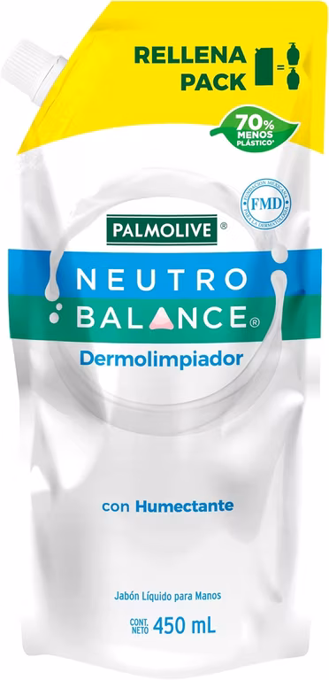 Amazon: Palmolive Neutro Balance Jabón Líquido Para Manos Dermolimpiador, Balance Natural, Rellena Pack Color, 450 ml