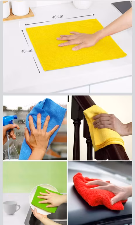 Amazon: 16 Paños De Limpieza De Microfibra Trapos Toalla Multiusos Baño Sin Pelusas Absorbentes Sin Rayas 40x40 CM