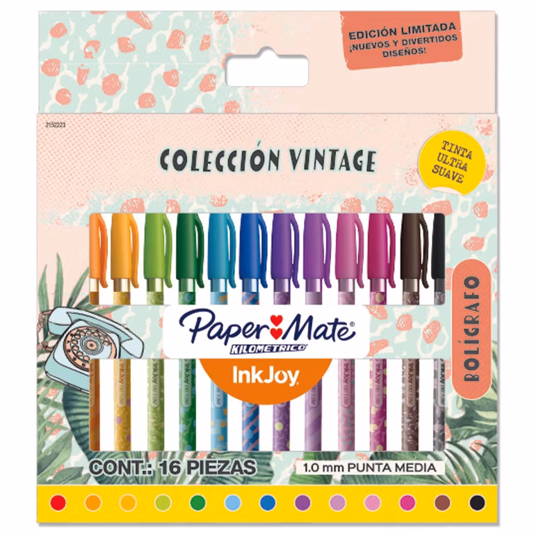 AMAZON: Paper Mate Bolígrafos Kilometrico con Diseños Únicos Surtido de 16 colores (Comprando 2 Paquetes $119.00)