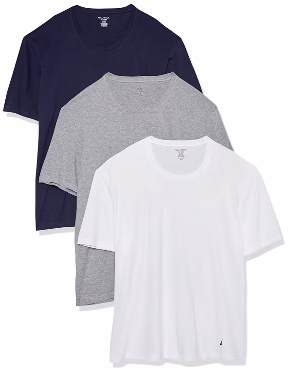 Amazon: Paquete de 3 playeras nautica cuello redondo (Solo M y XL) minimo historico