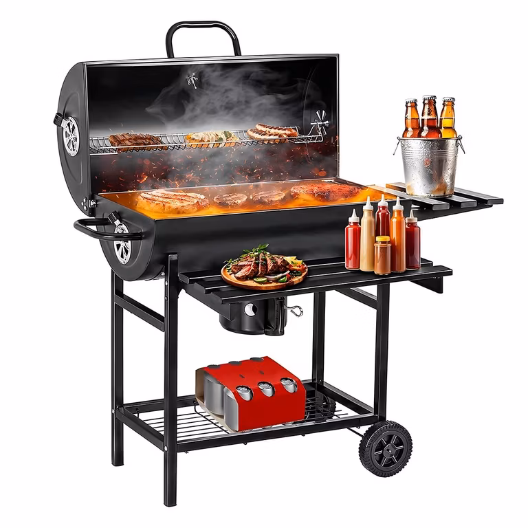 Amazon: Parrilla Asador de Carbón con Cenicero, Termómetro, Ruedas, Material Resistente, Ideal para Jardín y Terraza