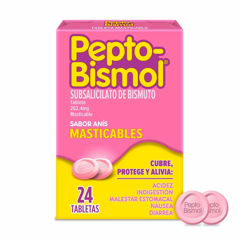 AMAZON: Pepto-Bismol para el malestar estomacal 24 Tabletas Masticables