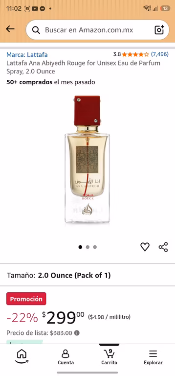 Amazon: Perfume LATAFFA ANA ABIYEDH ROUGE (DUPE BACARAT ROUGUE)