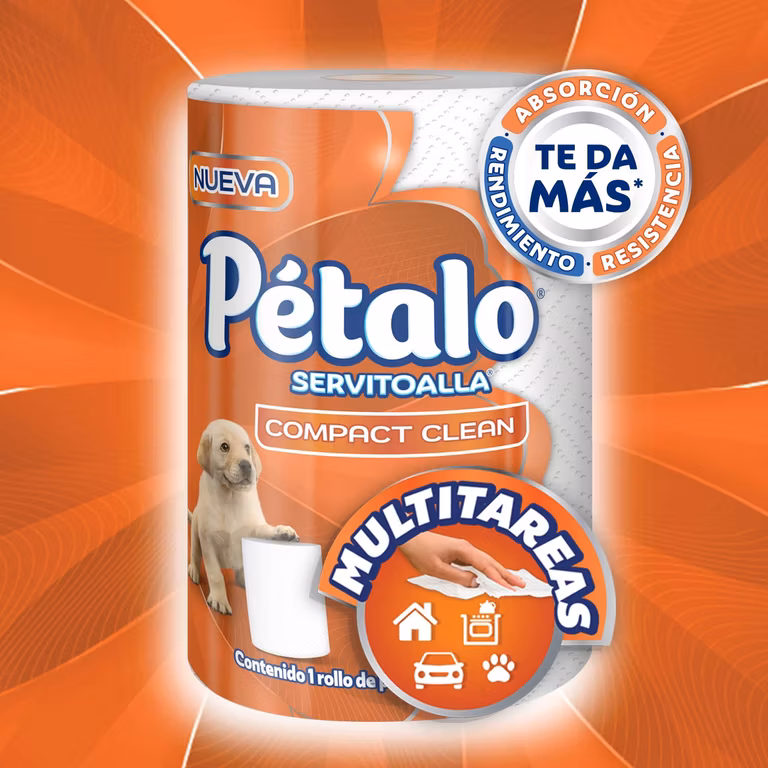 AMAZON: Pétalo Compact Clean, Servitoalla, 1 Rollo con 200 Hojas, Multitareas