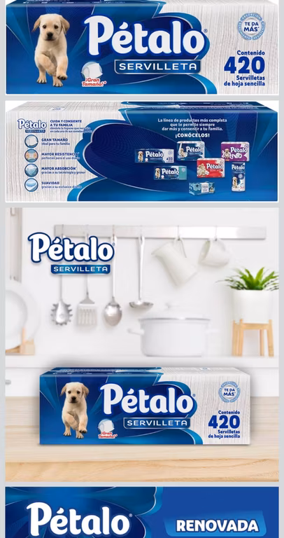Amazon: Pétalo Servilleta , Paquete con 420 piezas de hoja sencilla (3x2)