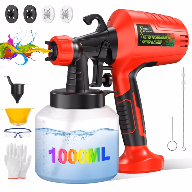 Amazon: Pistola para Pintar Eléctrica 900W | Depósito 1000ml | 3 Cabezales | 3 Modos de Pulverización