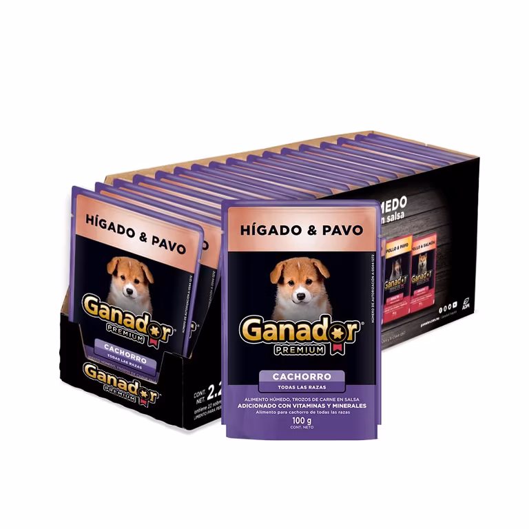 Amazon Planea y Ahorra - Alimento humedo para Perro Ganador Premium Cachorro Higado & Pavo - 22 sobres