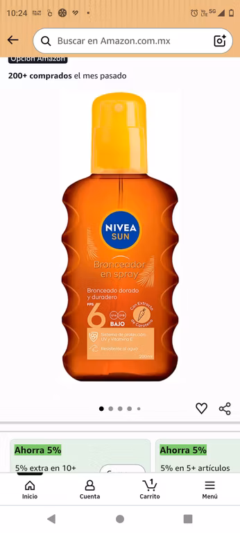 Amazon planea y ahorra :Protector Solar NIVEA SUN Protect & Bronze FPS 50 200Ml, Bronceado Natural Spray
